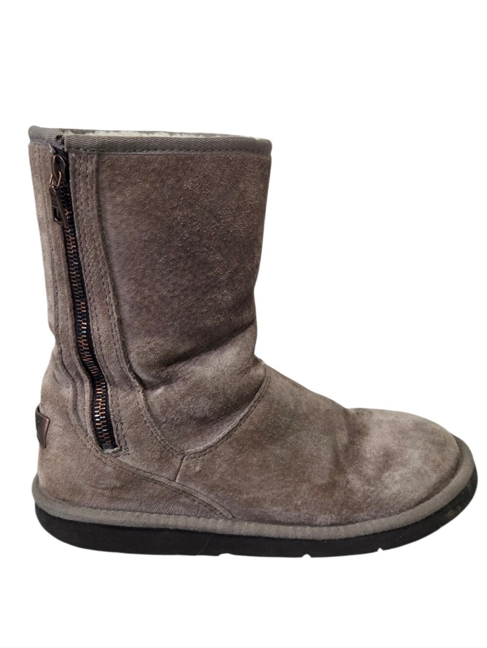 UGG Women's Mayfaire boots in a brown suede featuring a side zipper Mushroom